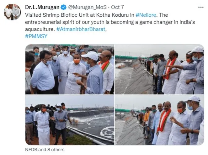 Dr. L. Murugan's post on X: Visited Shrimp Biofloc Unit at Kotha Koduru in Nellore. The entrepreneurial spirit of our youth is becoming a game changer in India's aquaculture.